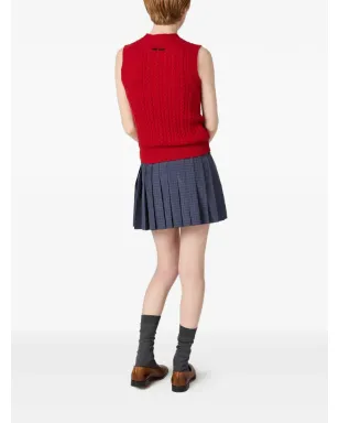 Miu Miu ケーブルニット ロゴ ベスト - サムネイル3