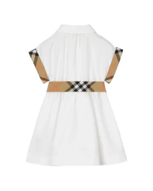 Burberry Kids check trim cotton shirt dress - White - サムネイル2