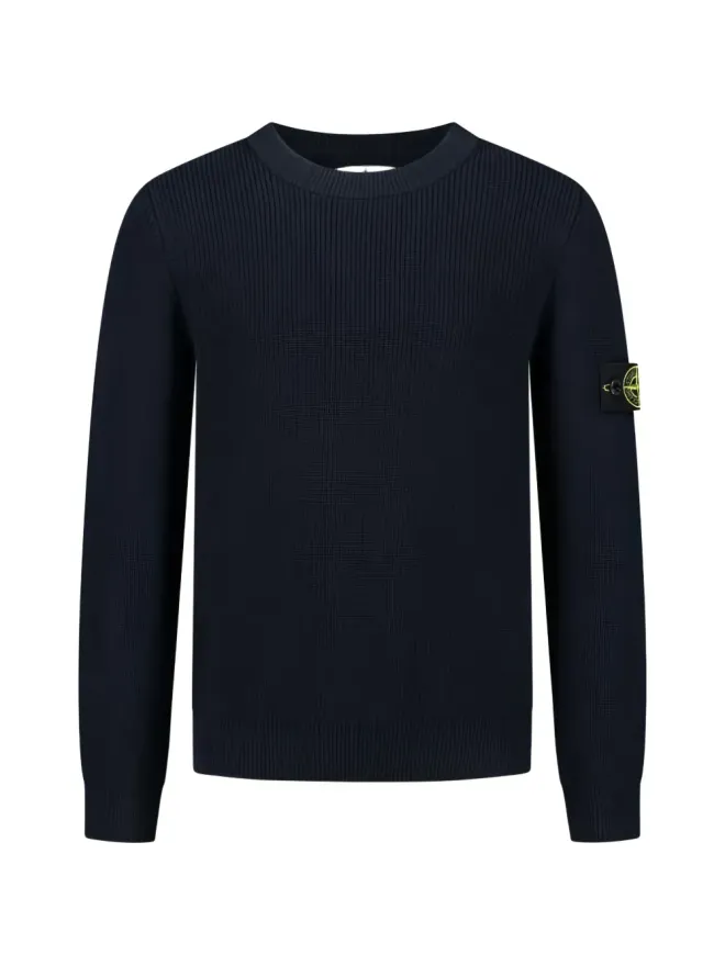 Stone Island Junior Stone Island Junior ロゴパッチリブ編みセーター - ブルーの商品画像