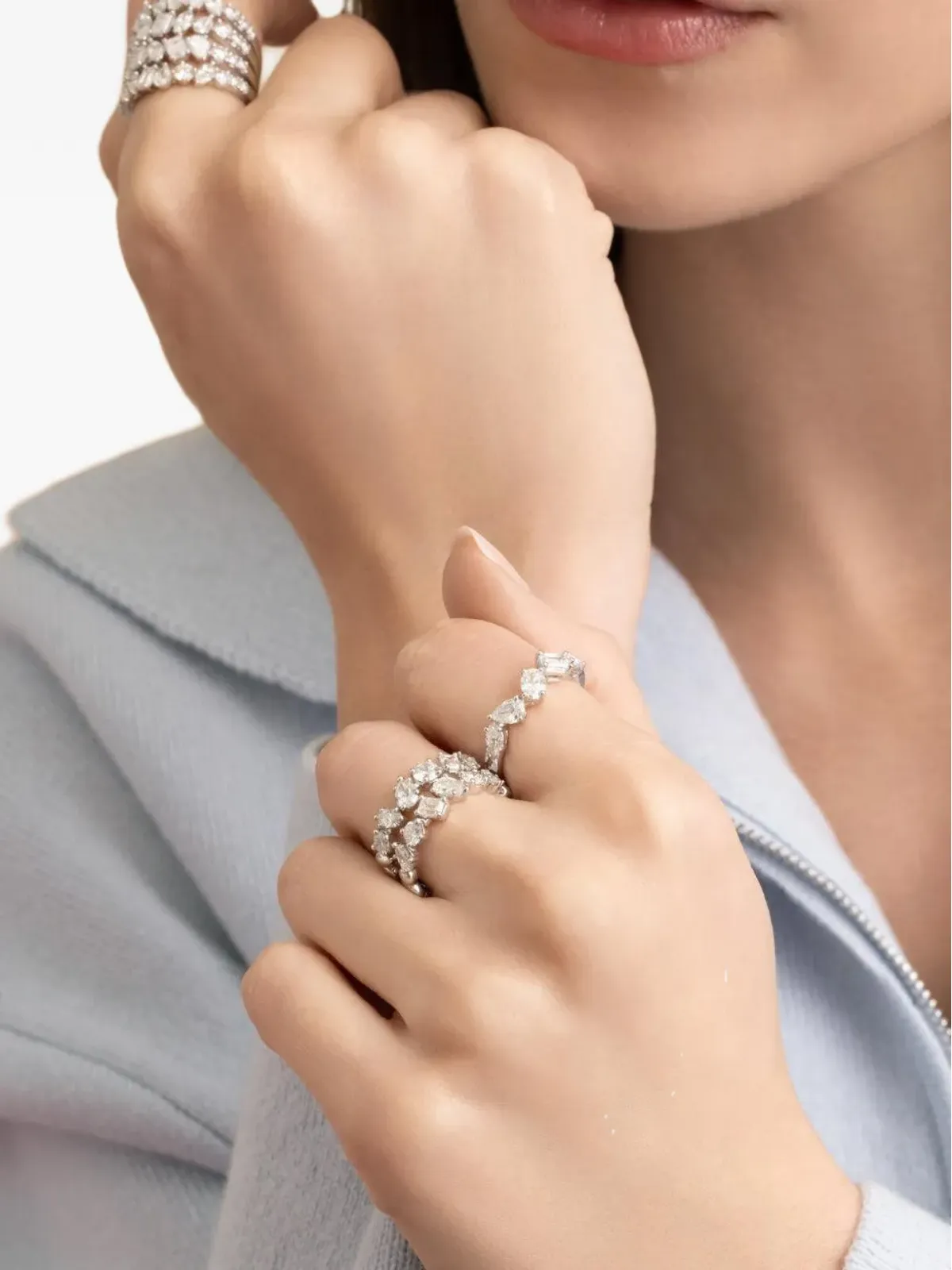 Azzaro five-row diamond ring - Silver - 画像2
