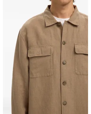 SELECTED フラップポケット付きボタン留めオーバーシャツ - Brown - サムネイル5