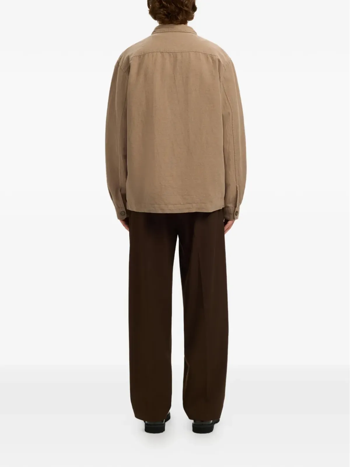 SELECTED フラップポケット付きボタン留めオーバーシャツ - Brown - 画像3