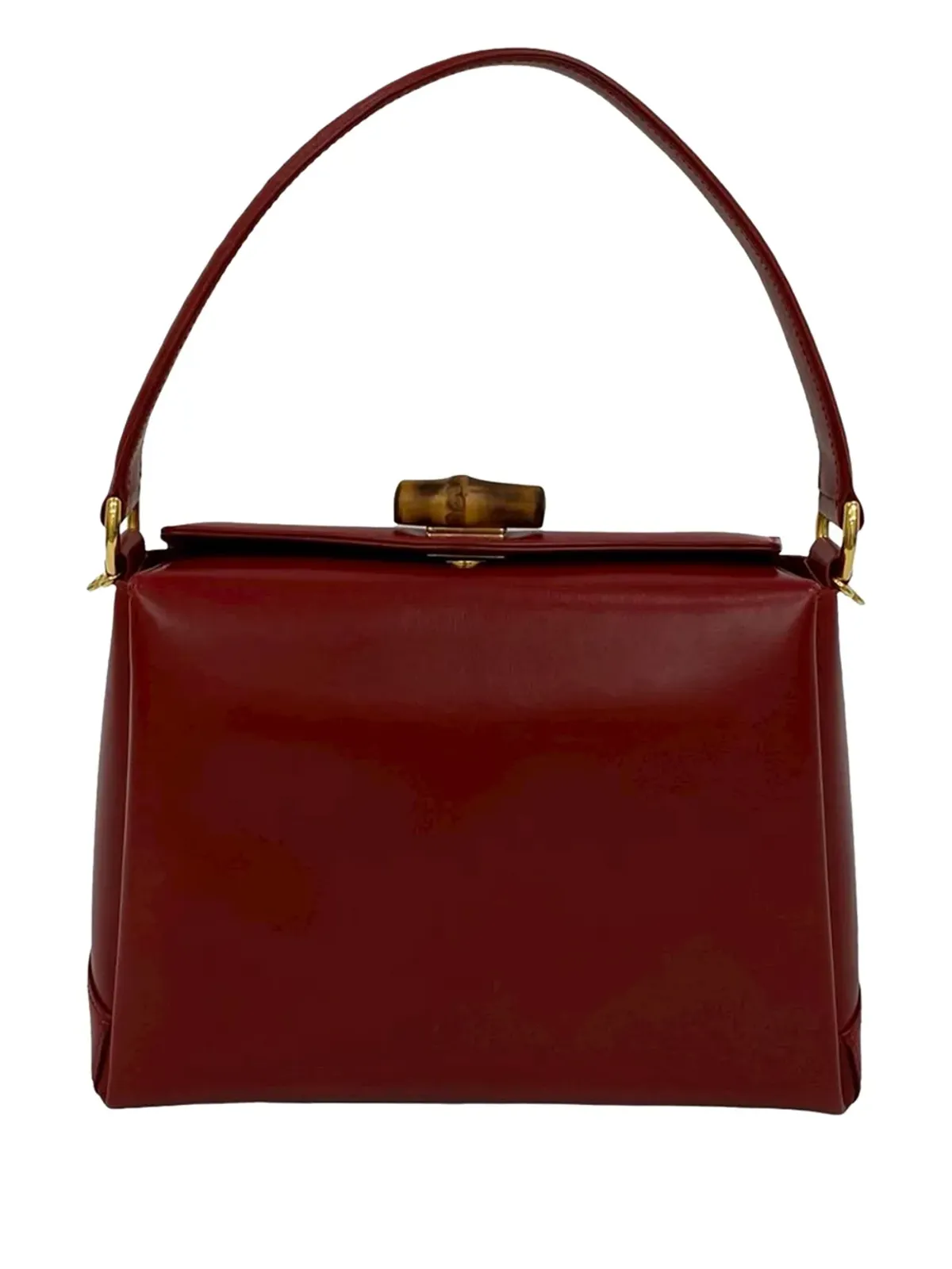 Gucci ビンテージ 20世紀風レザー バンブー サッチェル レッド - 画像1