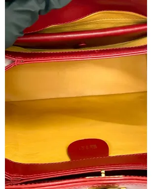Gucci ビンテージ 20世紀風レザー バンブー サッチェル レッド - サムネイル5