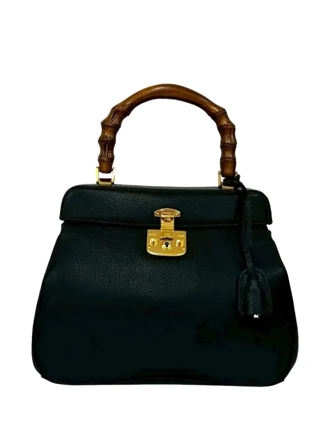 Gucci Pre-Owned Gucci Pre-Owned 20世紀風の中粒カーフスキン バンブー・レディロック ハンドバッグ - ブラックの商品画像