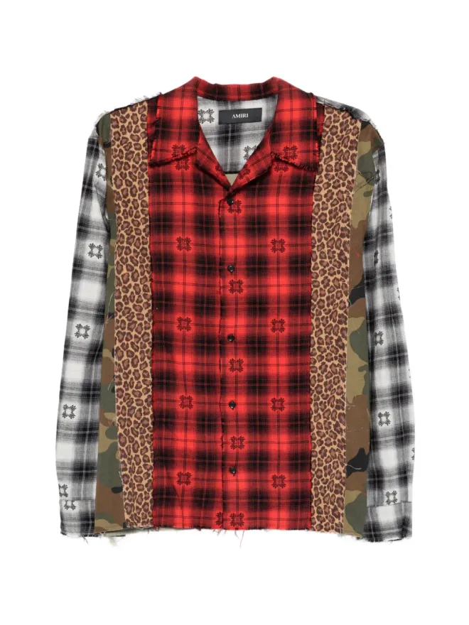 AMIRI AMIRI 継ぎ接ぎパッチワークシャツの商品画像