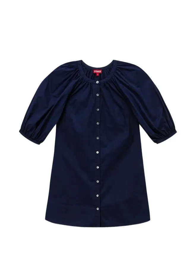 STAUD STAUD パフスリーブ ボタン留め ミニドレス（ブルー）の商品画像