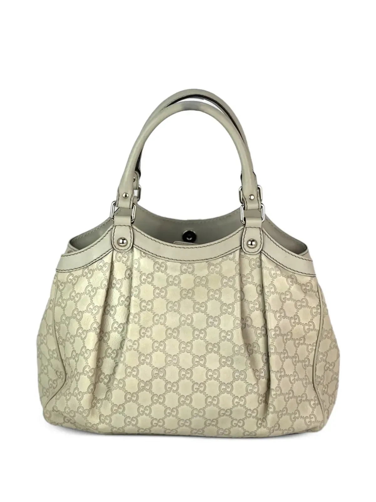 Gucci Pre-Owned Sukey Guccissima レザー トートバッグ（ホワイト） - 画像2