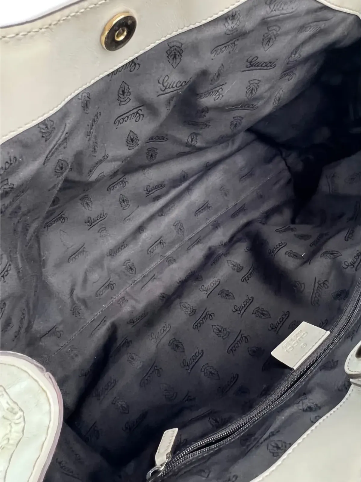 Gucci Pre-Owned Sukey Guccissima レザー トートバッグ（ホワイト） - 画像3