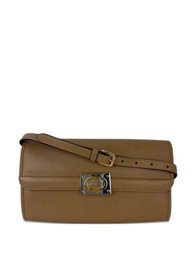 Gucci Pre-Owned Gucci Pre-Owned G Matisse Linea interlocking leather clutch bag - Brownの商品画像