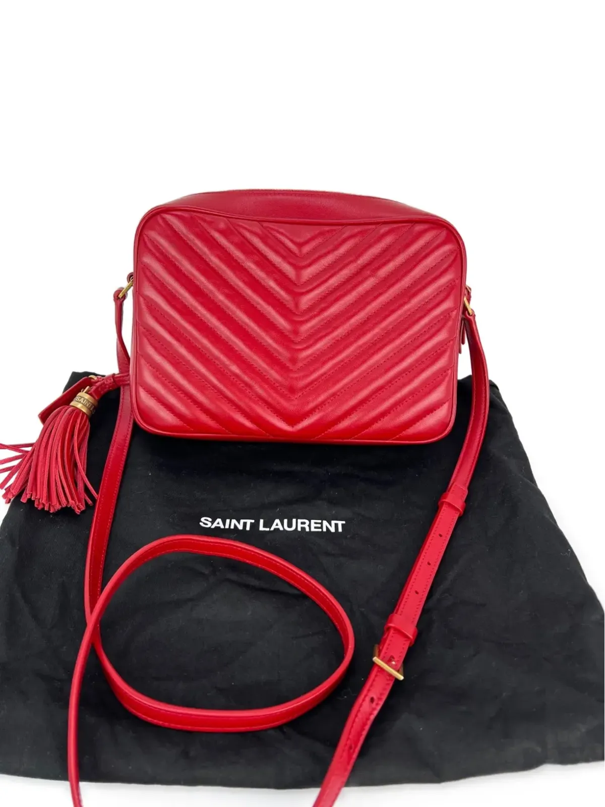 Saint Laurent Pre-Owned Lou Camera tassel-detail cross-body bag - Red - 画像3