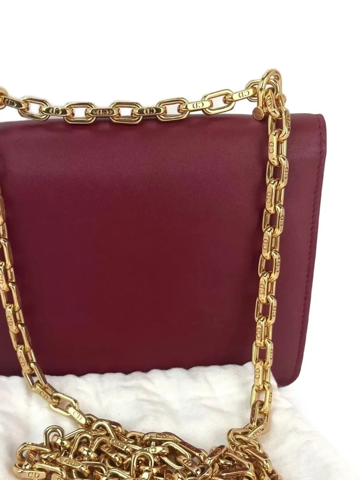 Christian Dior ビンテージ C'est Dior チェーンストラップ フラップ トートバッグ レッド - 画像3