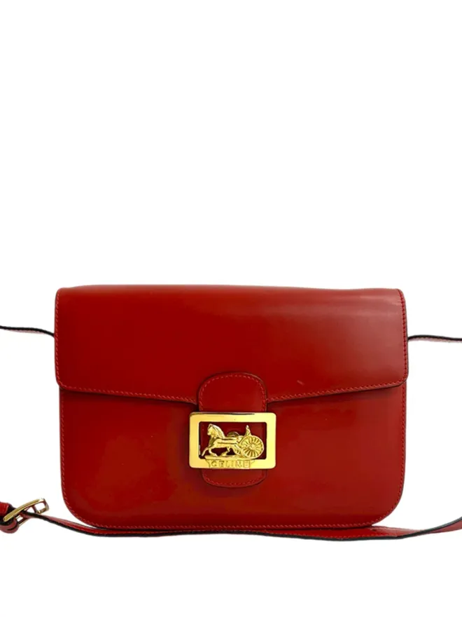 Celine Pre-Owned Celine Pre-Owned 2004 カーフスキン ホースキャリッジ クロスボディバッグ - レッドの商品画像