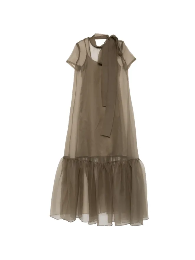 STAUD STAUD Calluna ラッフルヘム マキシドレス グリーンの商品画像