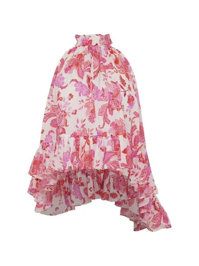 Azeeza AZEEZA Plath paisley ruffled top - Whiteの商品画像