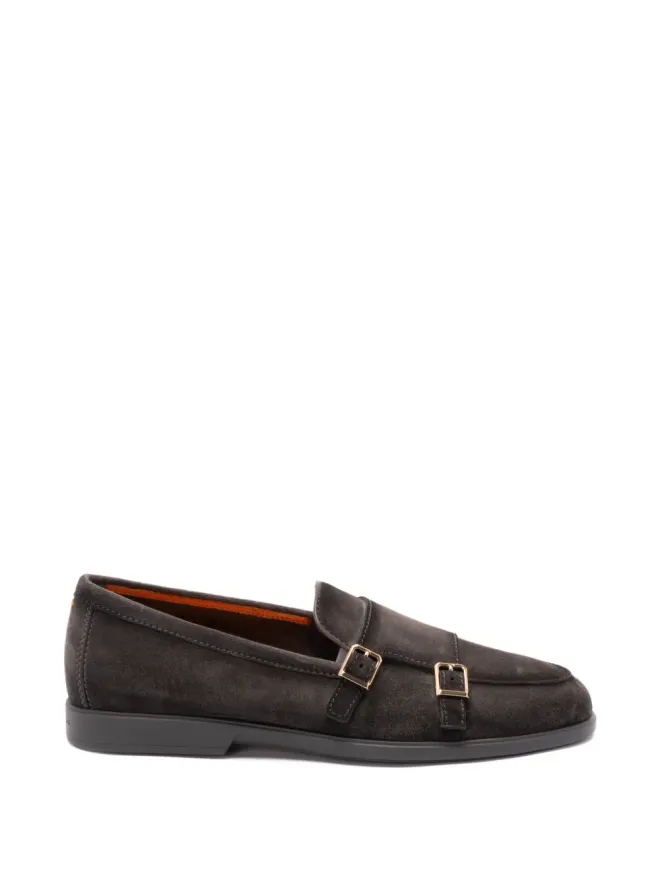 Santoni Santoni バックル付きスエード ローファー グレーの商品画像