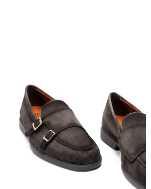 Santoni バックル付きスエード ローファー グレー - サムネイル5