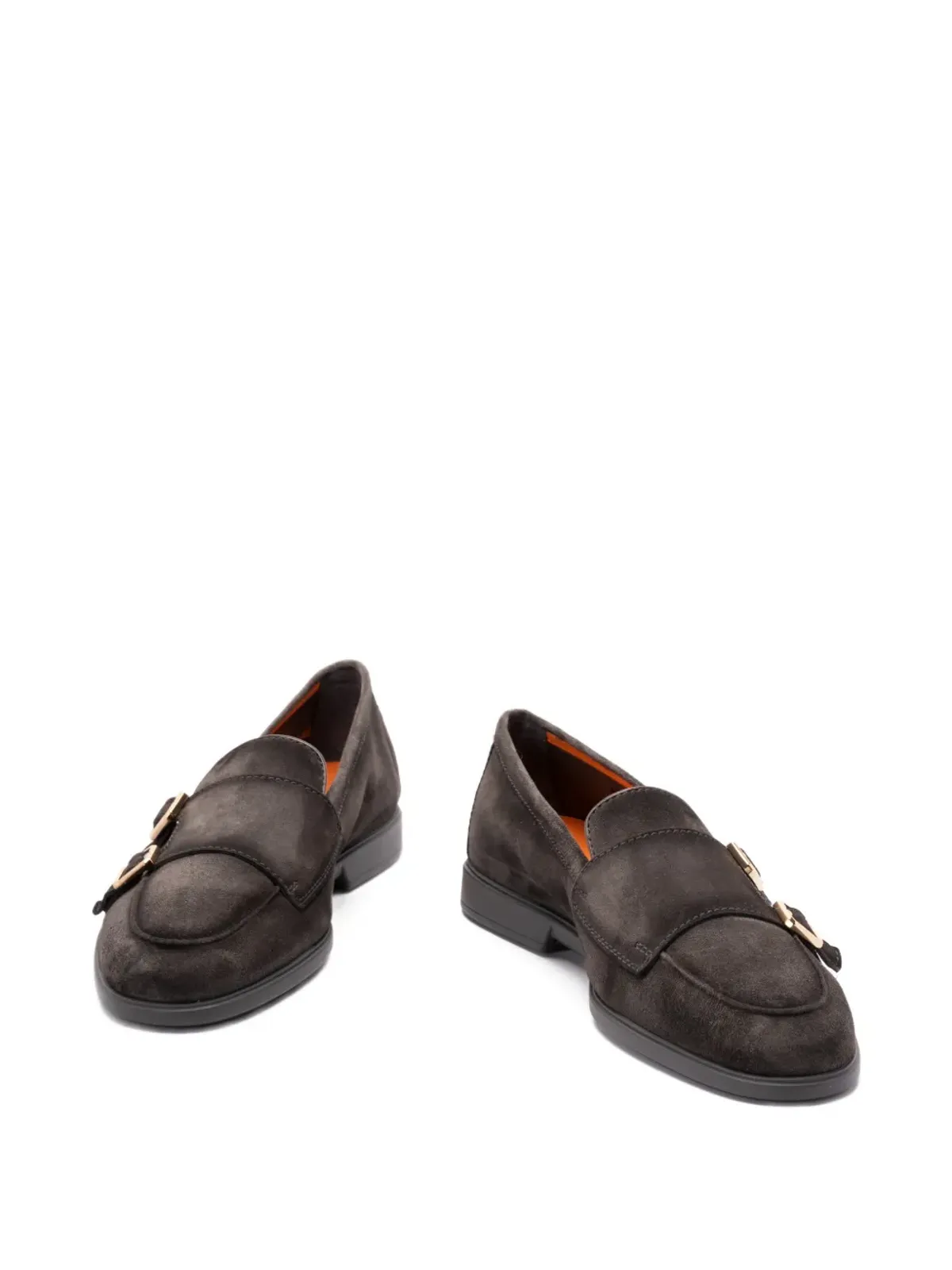 Santoni バックル付きスエード ローファー グレー - 画像2