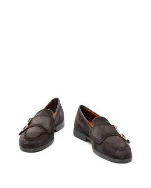 Santoni バックル付きスエード ローファー グレー - サムネイル2