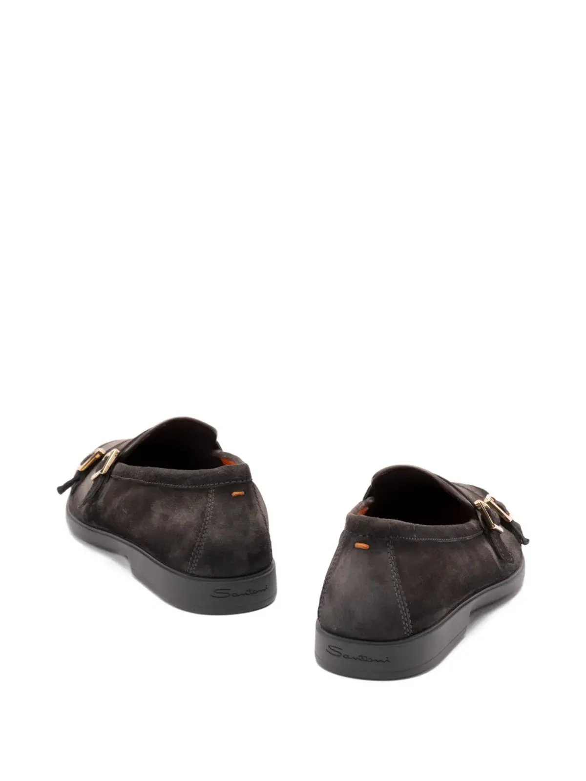 Santoni バックル付きスエード ローファー グレー - 画像3