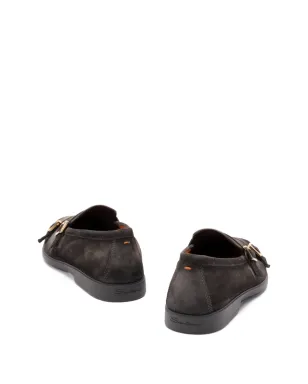 Santoni バックル付きスエード ローファー グレー - サムネイル3
