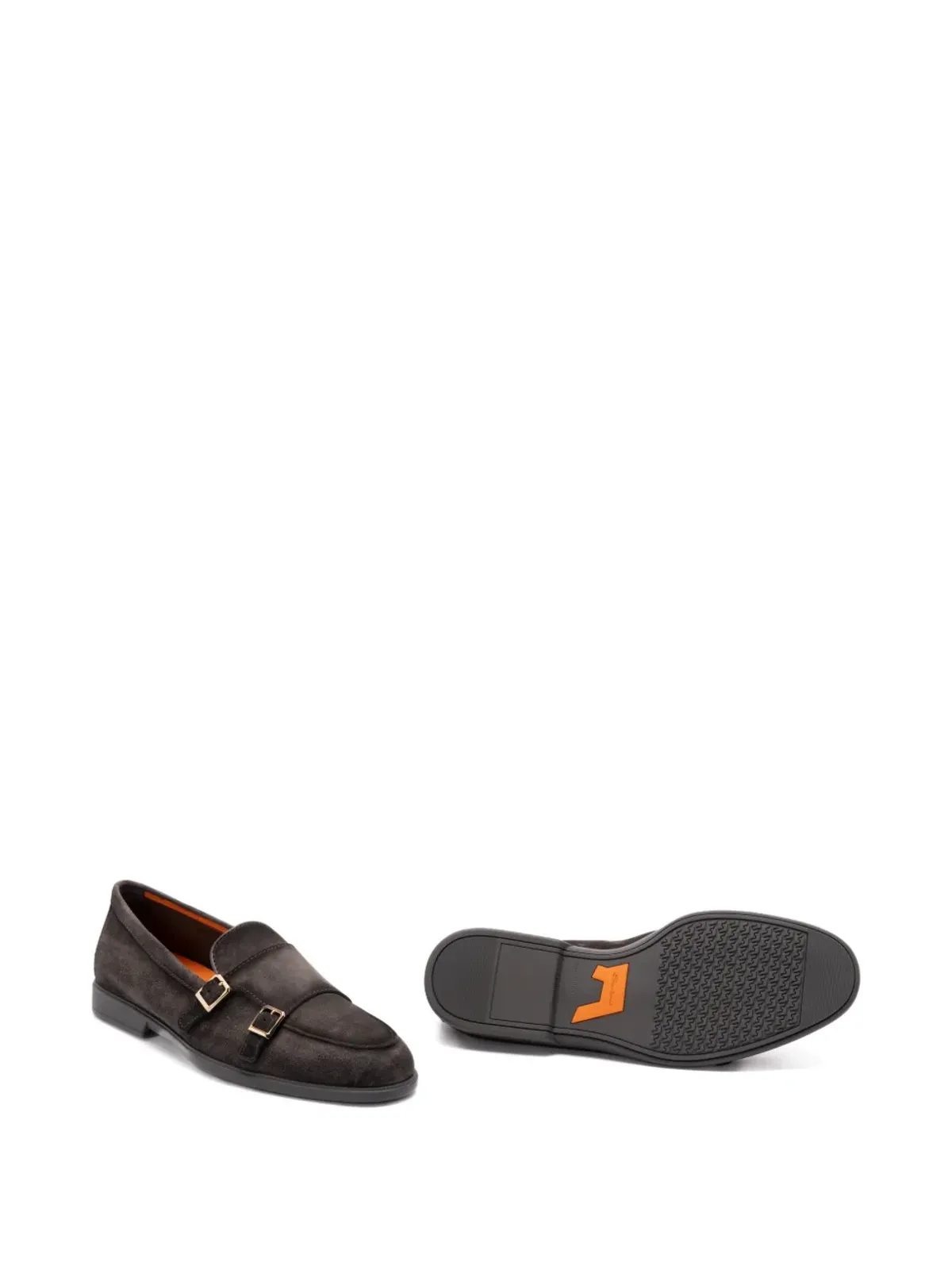 Santoni バックル付きスエード ローファー グレー - 画像4