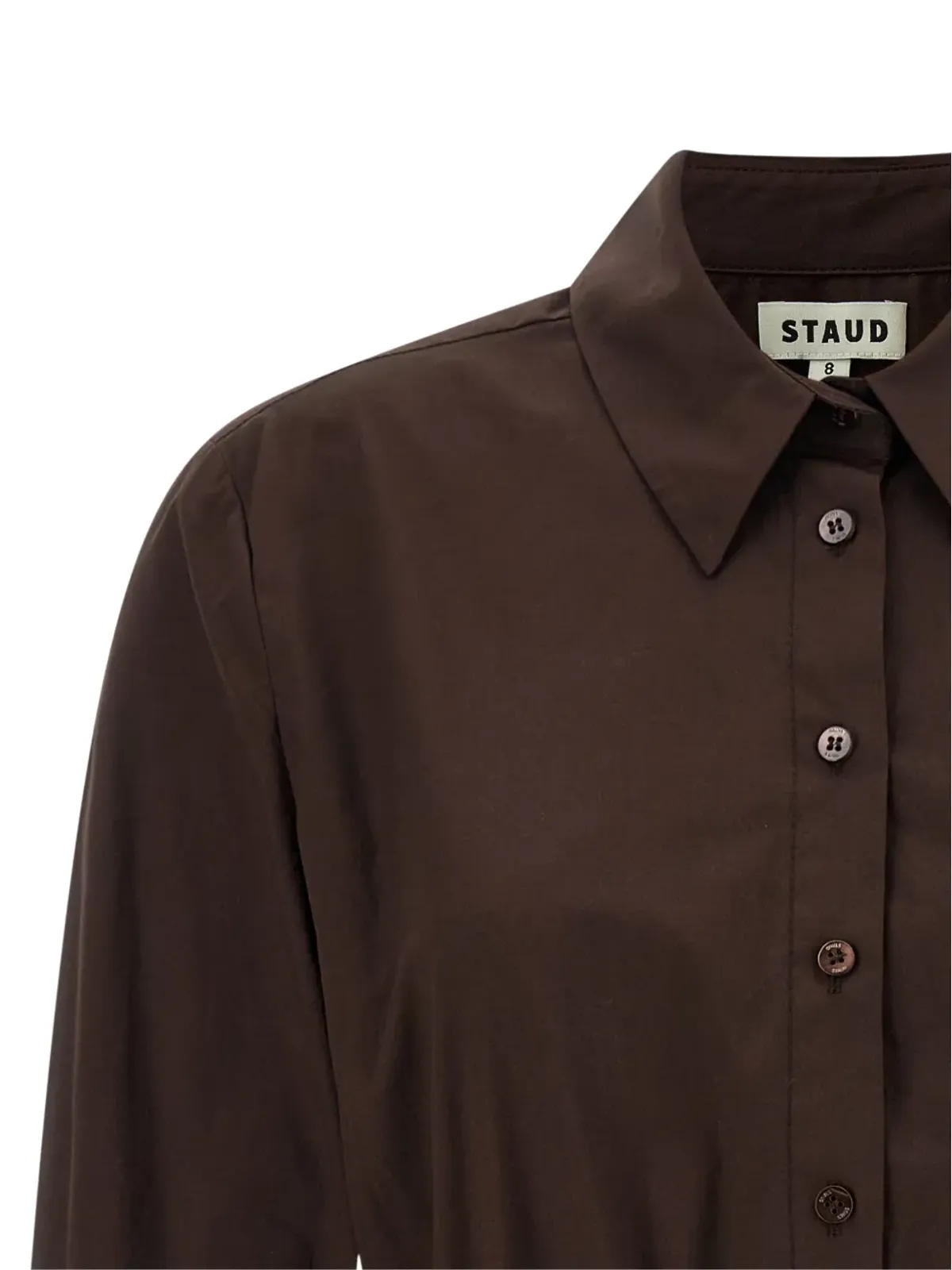 STAUD ロッコ ボタン長袖ミディドレス - Brown - 画像3