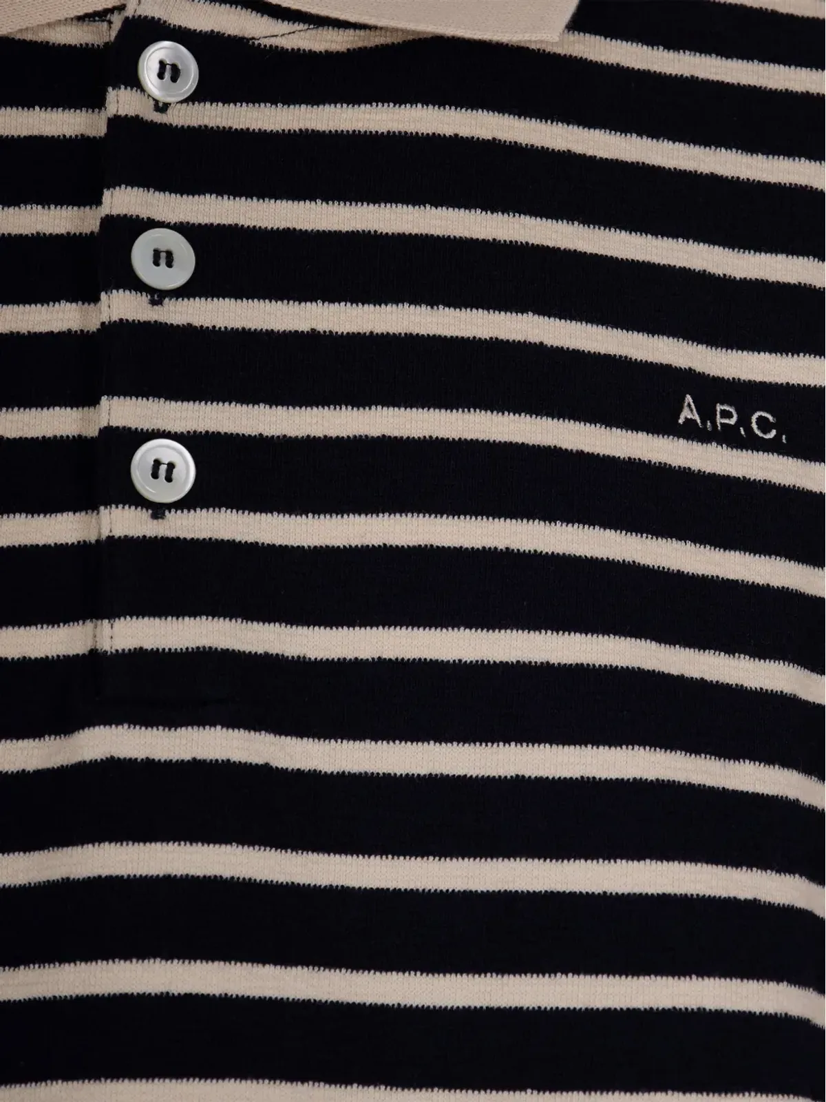 A.P.C. ストライプコットンポロシャツ - 画像3