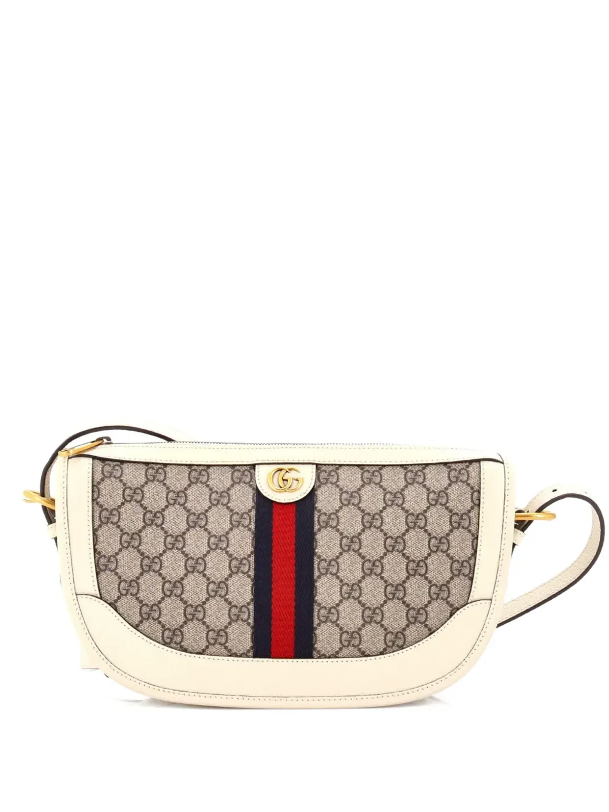 Gucci Pre-Owned オフィディア曲線ジップショルダーバッグ GG コーテッドキャンバス×レザー 大型クロスボディバッグ - ブラウン - 画像1