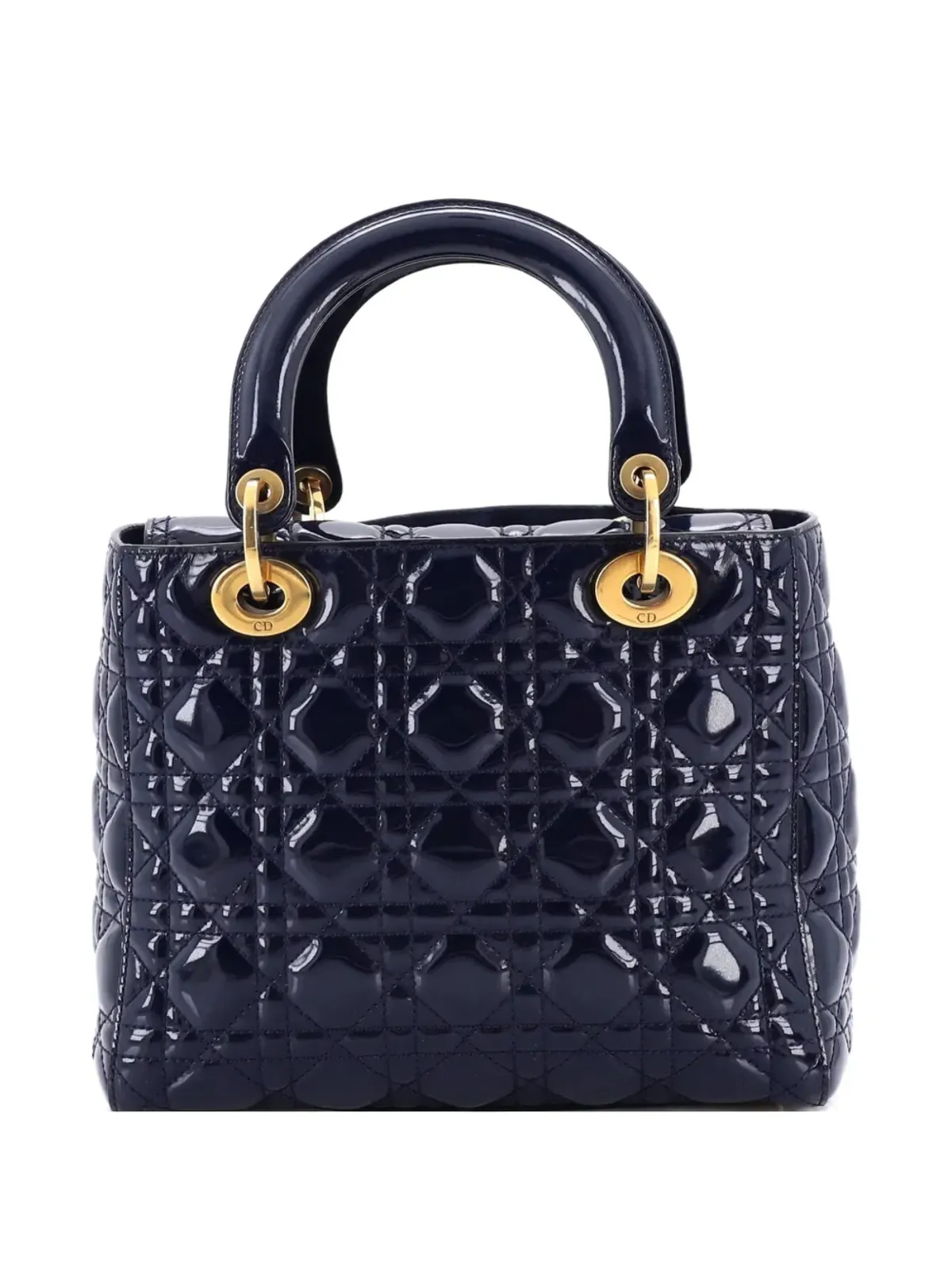 Christian Dior Pre-Owned サプル レディ ディオール バッグ カナージュ キルト パテント ミディアム サッチェル - ブルー - 画像2