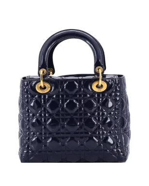 Christian Dior Pre-Owned サプル レディ ディオール バッグ カナージュ キルト パテント ミディアム サッチェル - ブルー - サムネイル2