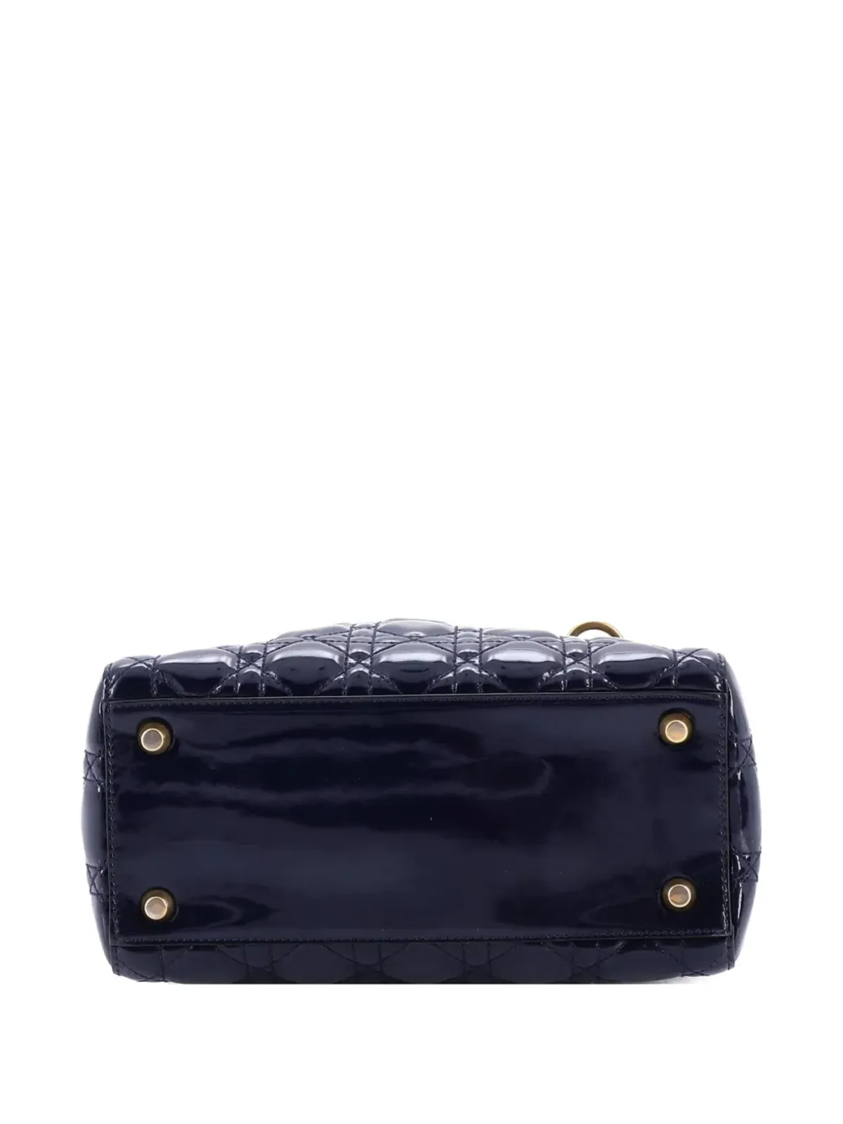 Christian Dior Pre-Owned サプル レディ ディオール バッグ カナージュ キルト パテント ミディアム サッチェル - ブルー - 画像3