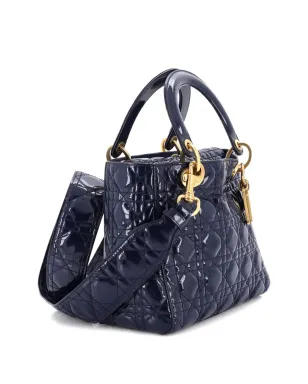 Christian Dior Pre-Owned サプル レディ ディオール バッグ カナージュ キルト パテント ミディアム サッチェル - ブルー - サムネイル4