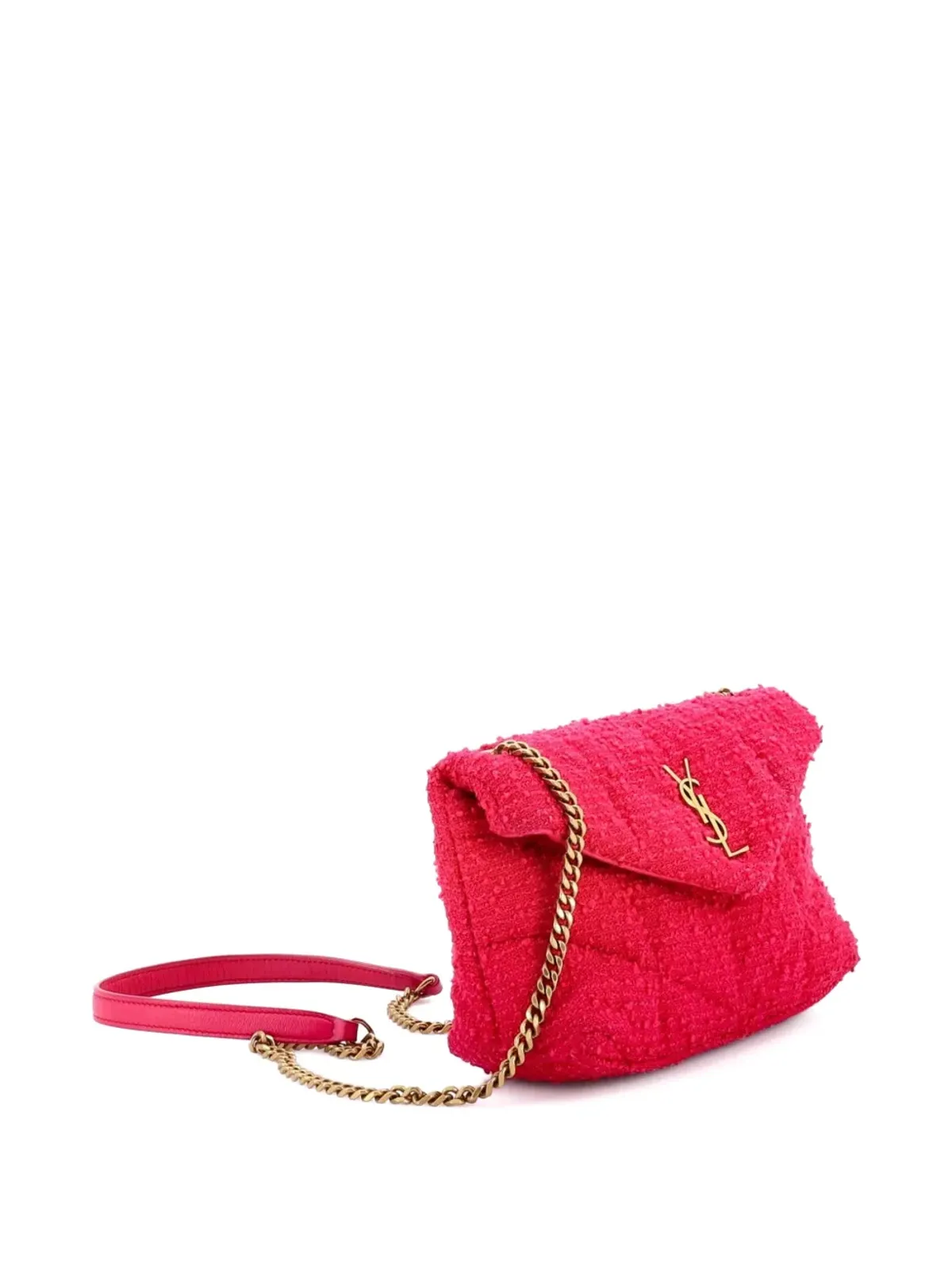 Saint Laurent ビンテージ ルルー パファー ショルダーバッグ キルテッド ツイード ミニ クロスボディ バッグ - 画像3