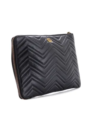 Gucci Pre-Owned GG Marmont ポートフォリオ マテラッセレザー クラッチバッグ（ブラック） - サムネイル3