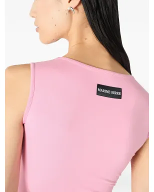 Marine Serre ピンクのロゴ付き アシンメトリックミディドレス - サムネイル5