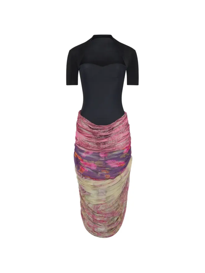 Marine Serre Marine Serre ドレープ花柄ミディドレスの商品画像