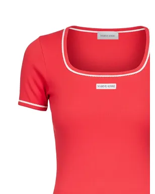 Marine Serre リブ編みスクエアネックTシャツ - サムネイル2