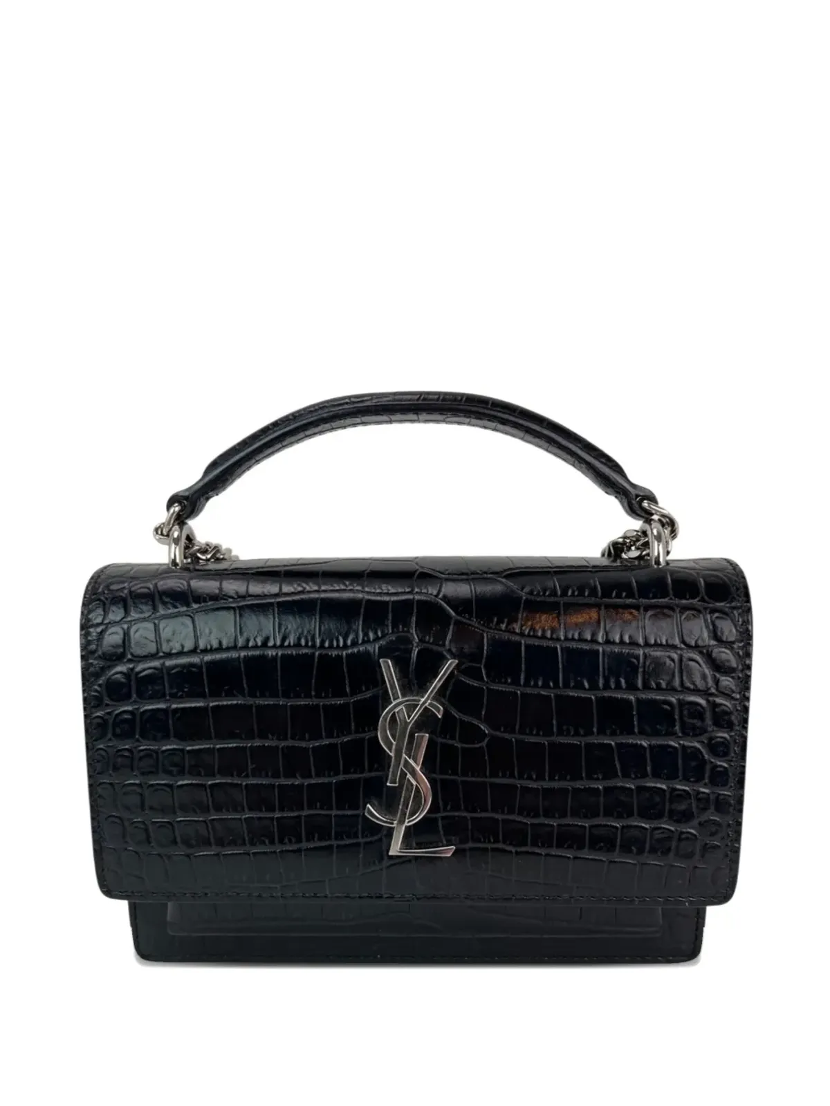 Saint Laurent Pre-Owned クロコダイル型押し チェーン トートバッグ - ブラック - 画像1