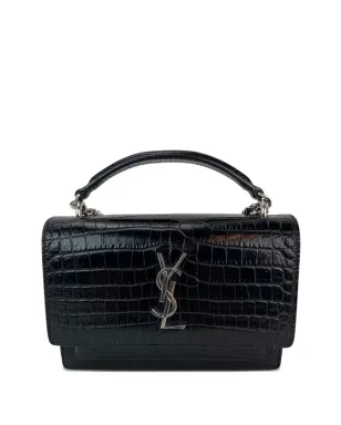 Saint Laurent Pre-Owned クロコダイル型押し チェーン トートバッグ - ブラック - サムネイル1