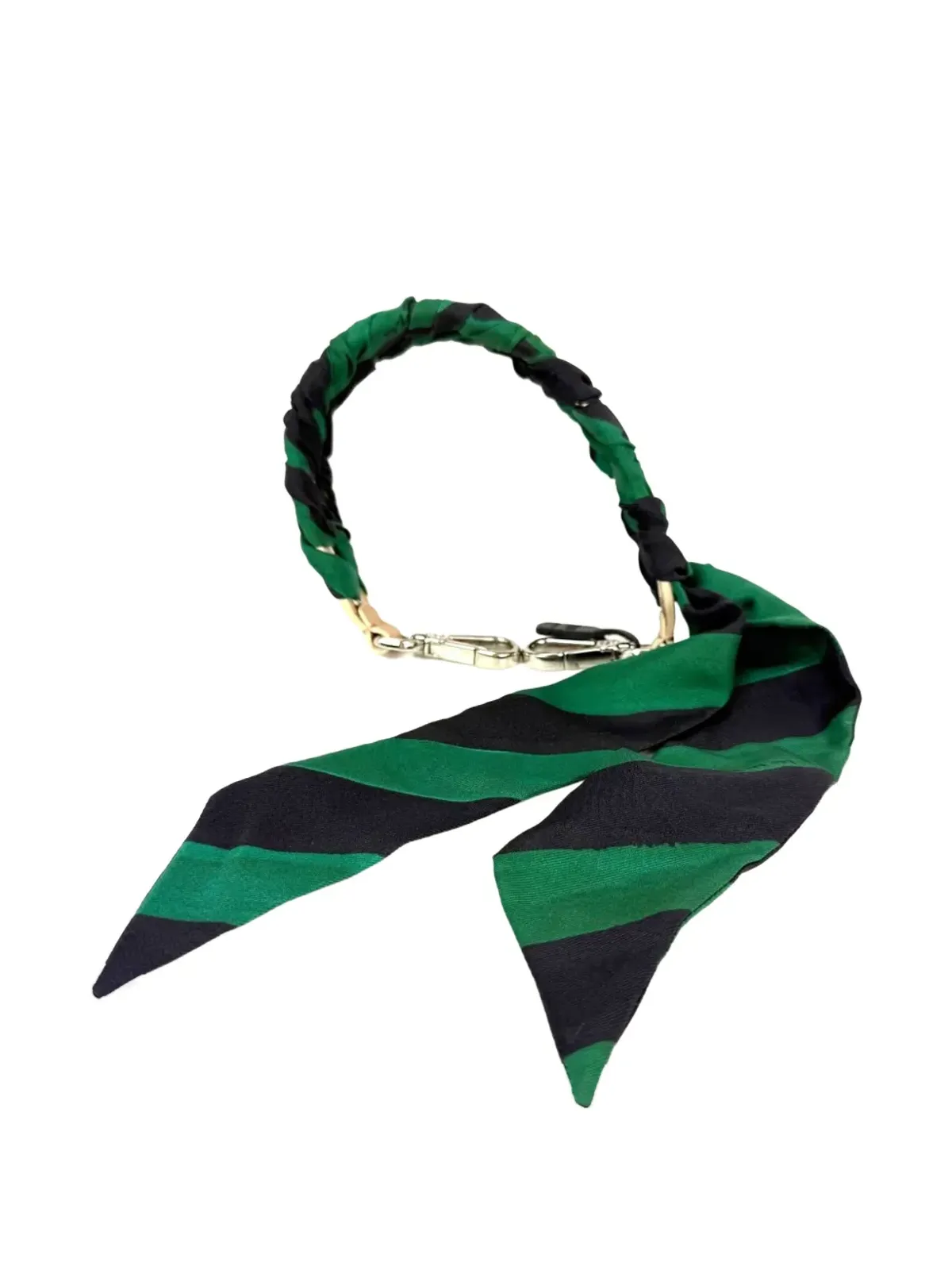 Fendi ビンテージ シルクストライプバッグストラップ（グリーン） - 画像2