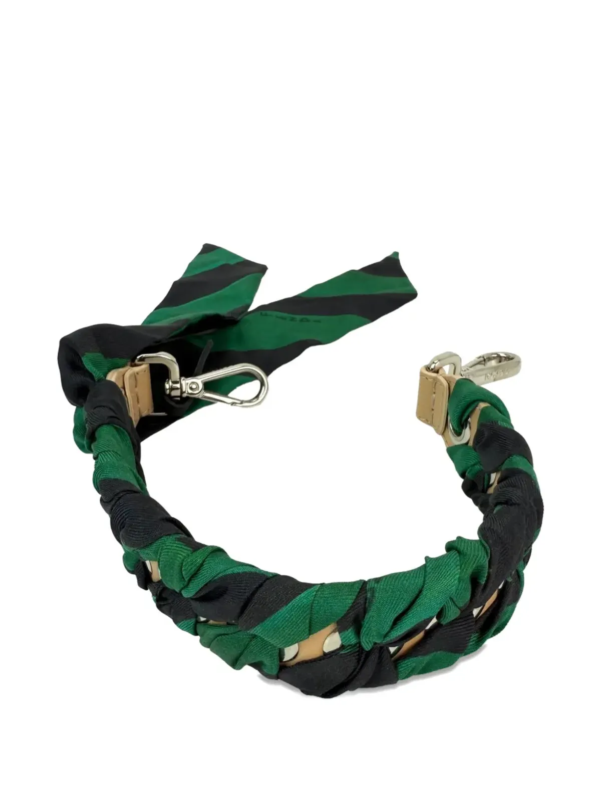 Fendi ビンテージ シルクストライプバッグストラップ（グリーン） - 画像3