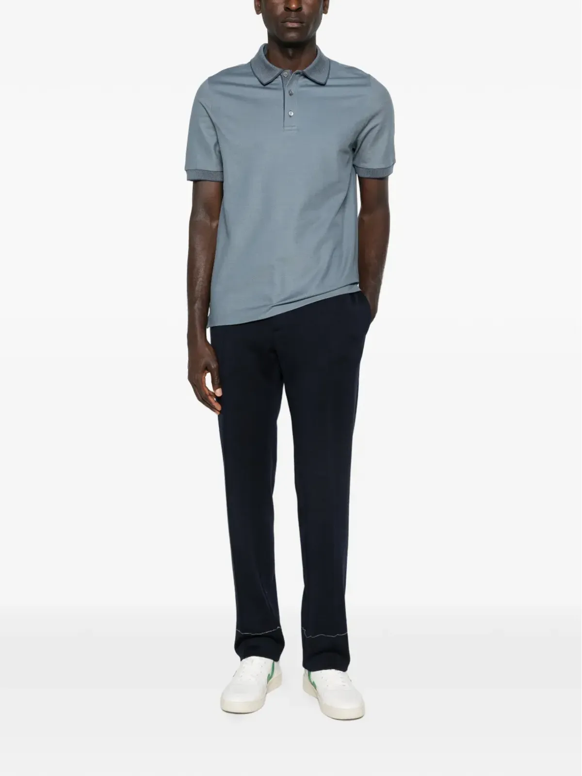 Canali コントラストトリム ポロシャツ - 画像2