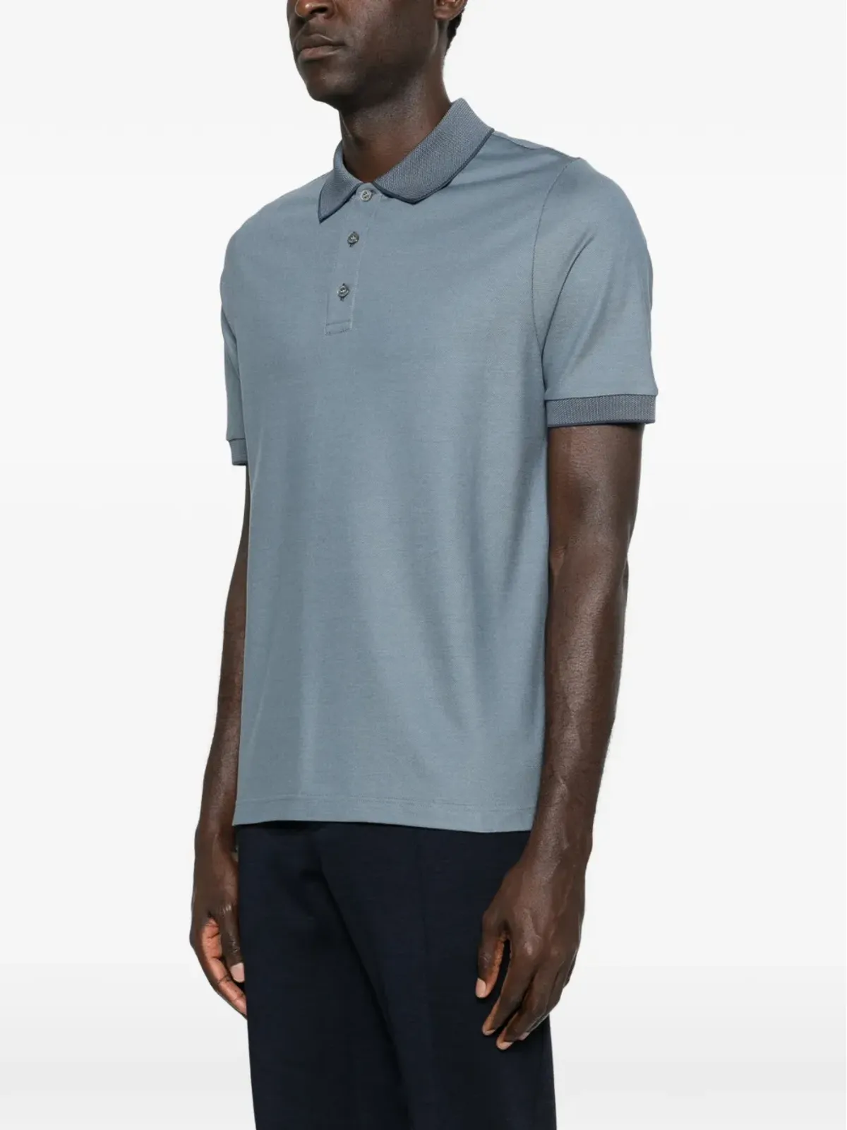 Canali コントラストトリム ポロシャツ - 画像3