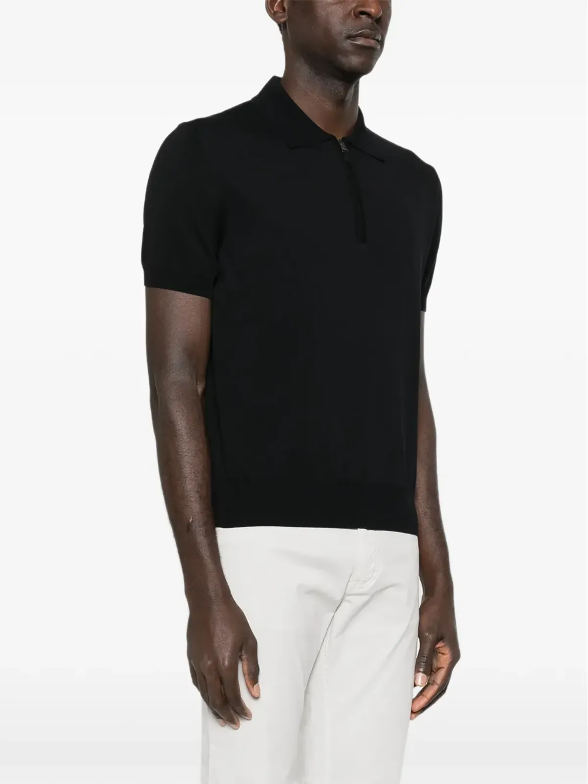 Canali 半袖ジップアップポロシャツ - 画像3