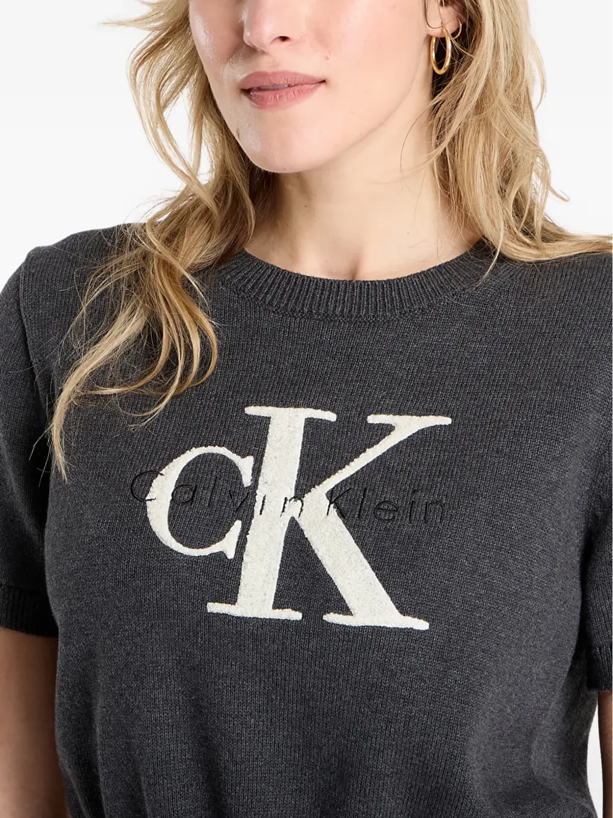 Calvin Klein グラフィックショートスリーブセーター グレー - 画像5