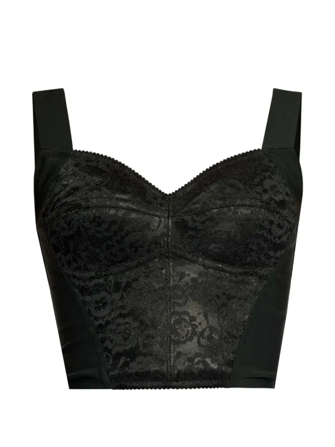 Dolce & Gabbana Dolce & Gabbana レースオーバーレイ クロップドビスチェ - ブラックの商品画像