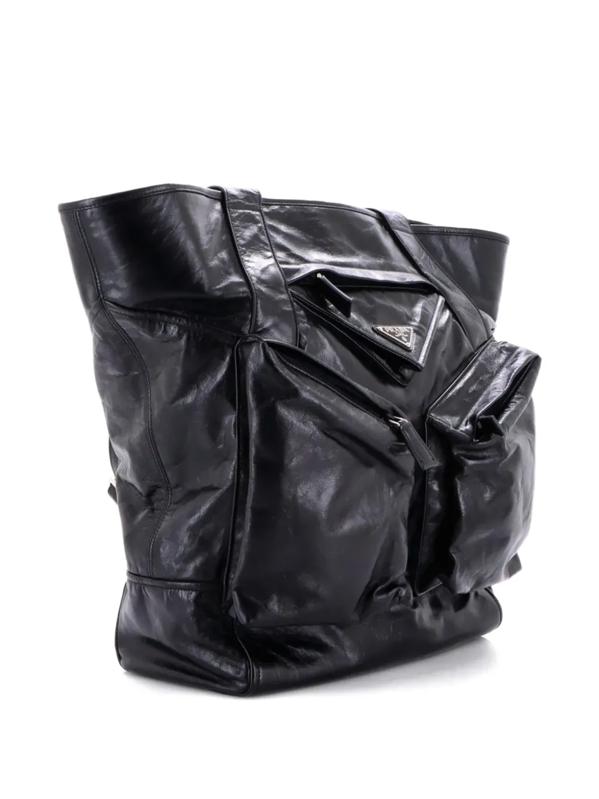 Prada Pre-Owned トリプルフロントポケット レザートートバッグ - 画像3
