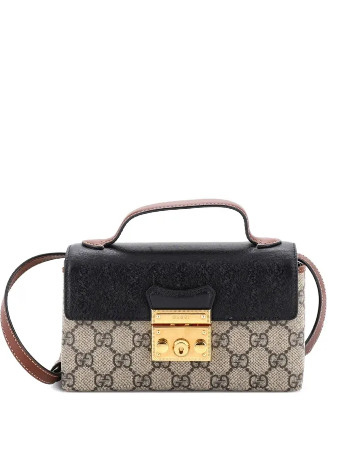 Gucci Pre-Owned Gucci Pre-Owned Padlock Top Handle Bag GG Coated Canvas and Leather Mini crossbody bag - Blackの商品画像