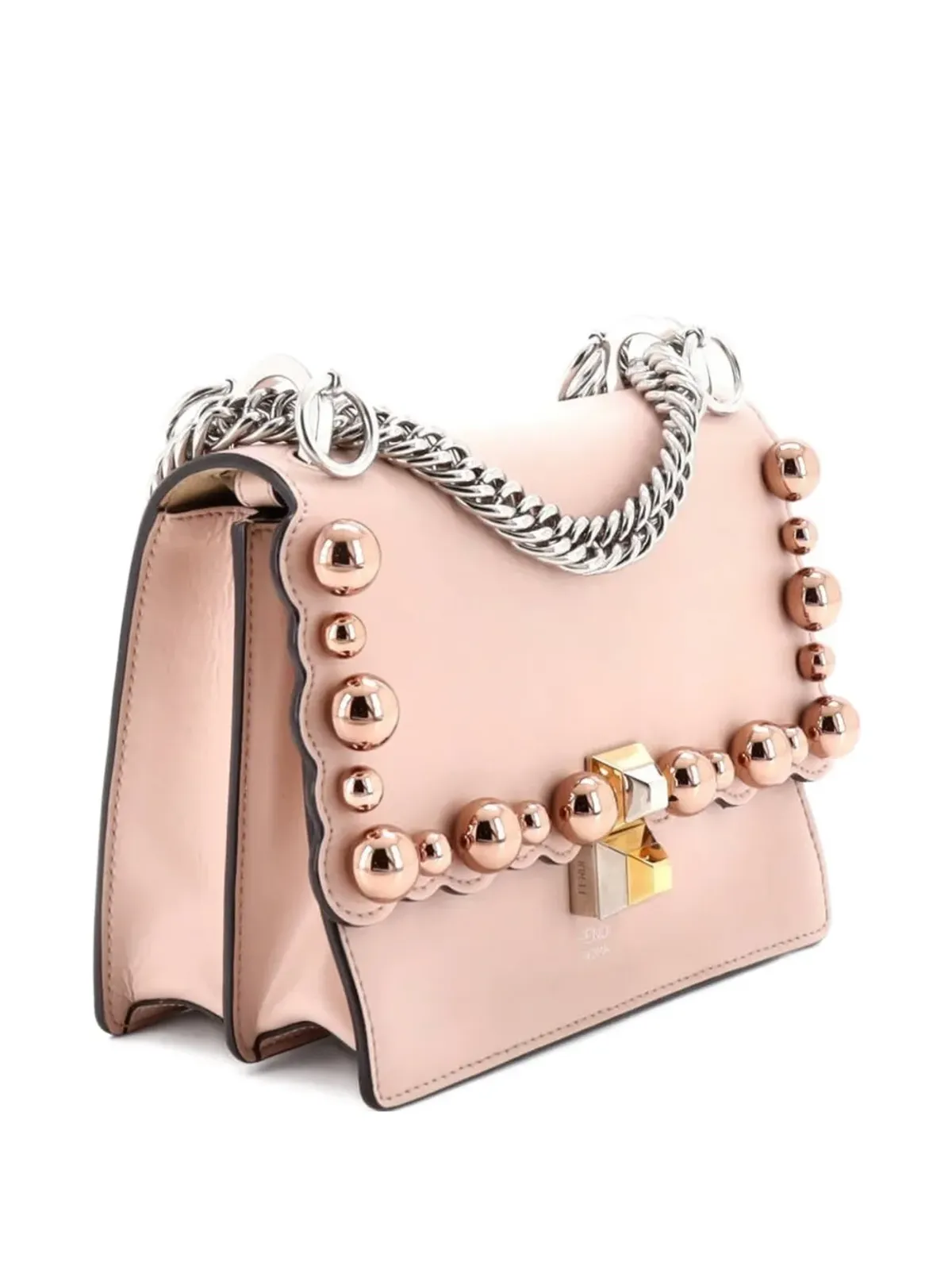 Fendi Kan I Bag ビンテージ パール付きレザー 小型クロスボディバッグ - 画像3